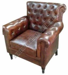 Single Leather Barrow Lounge Chair